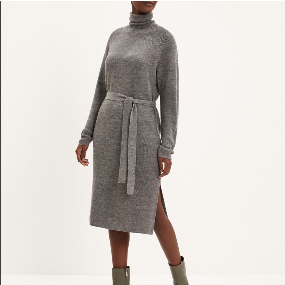 Frank & Oak Mockneck Sweater Dress in BROWN